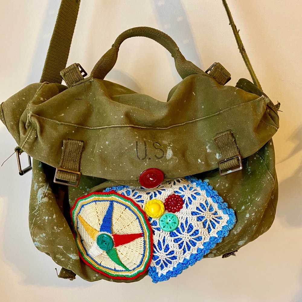 Vintage WW2 military upcycled messenger bag